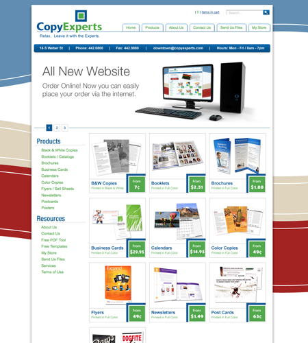 Custom printing storefront contact page