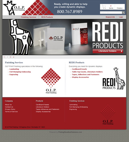 Custom printing storefront contact page
